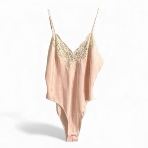 Vintage 1980’s Linda For Eaton Pink Floral Lace Lingerie Bodysuit - PTP 20